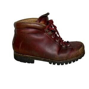 Vintage Vasque Women's 6.5 Boots‎ Leather Hiking Mountaineer Red Lace Up